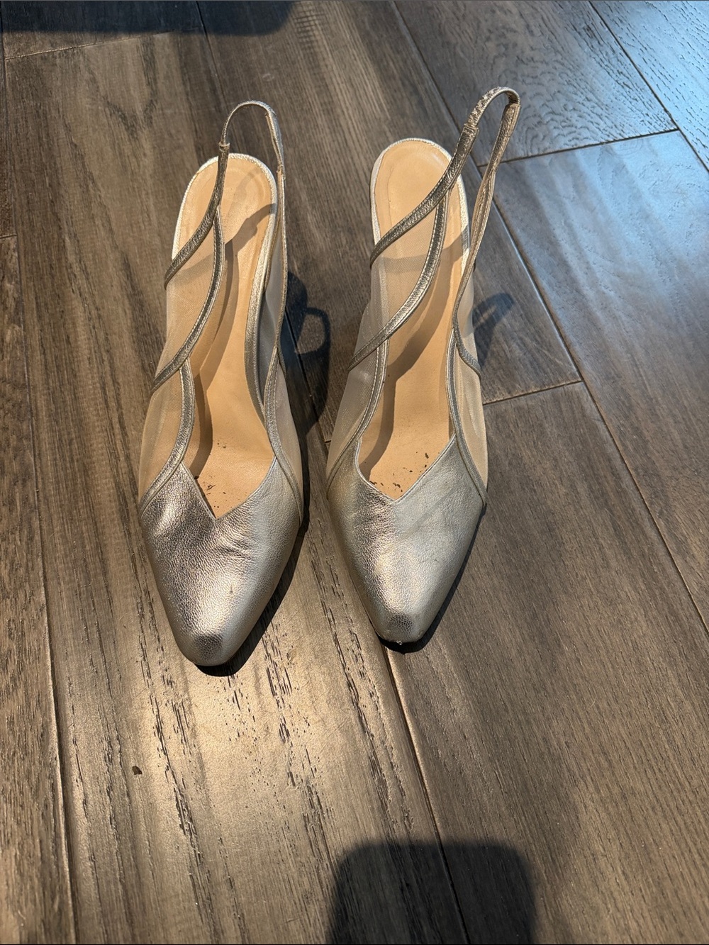Rejina Pyo Silver Slingback Pointed-Toe Heels